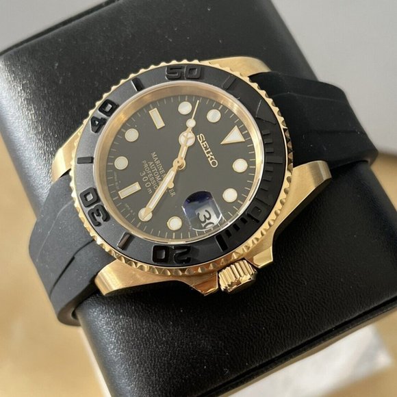 custom build seiko NH35 automatic movement - yellow "yacht-master" style mod - Picture 2 of 5